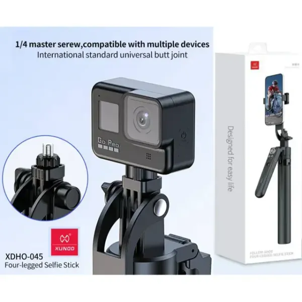 AK_PREMIUM_Auto_Tracking_Four-Legged_Selfie_Stick_Tripod_with_360°_Rotation,_Intelligent_Face_Tracking,_Detachable_Remote_&_1/4”_Screw_–_For_Smartphones,_Action_Cameras_&_Vlogging