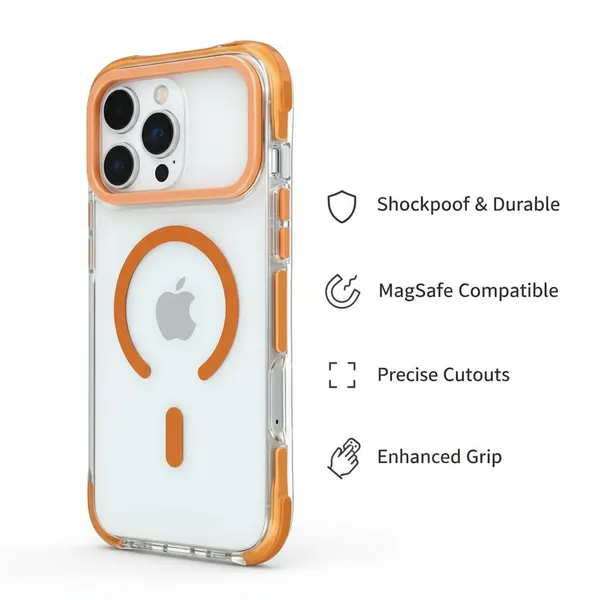 Brown_Crystal_Clear_Protective_Case_For_Iphone_17_Pro_Premium_Transparent_With_Orange_Bumper,_Slim_Fit_Design