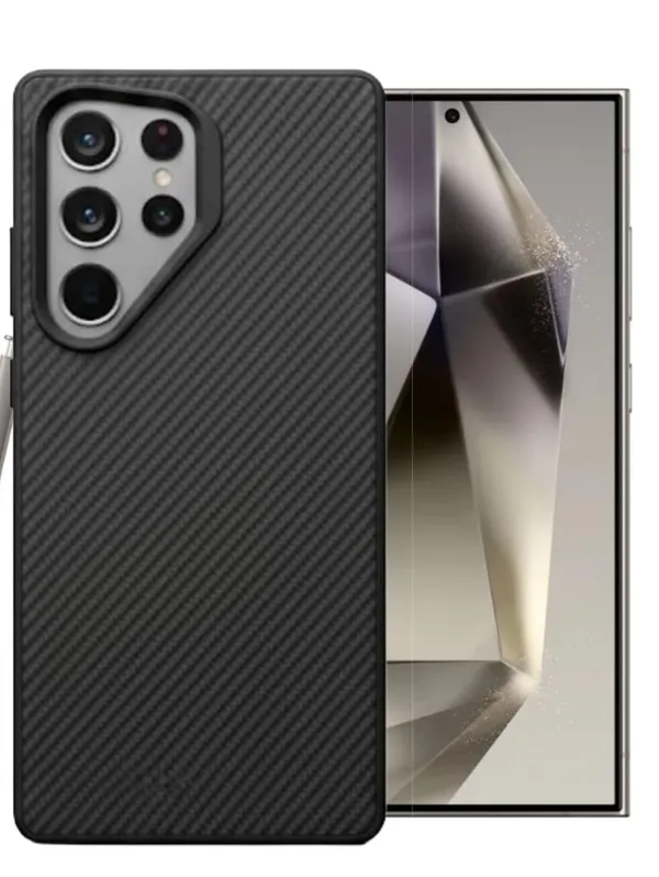 Black_&_Brown_Premium_Kevlar_Phone_Case_For_Samsung_S23_Ultra,_S24_Ultra,_Ultra_Durable_Lightweight_Carbon_Fiber_Design,_Black_(Samsung_Galaxy_S23_Ultra)