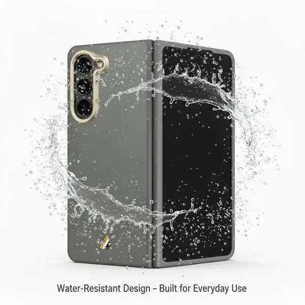 Grey_Luxury_Carbon_Fiber_Texture_Phone_Case_For_Galaxy_Zfold_5_With_Gold_Camera_Ring_And_Detachable_Bumper_Slim_Hybrid_Protective_Soft_Tpu_&_Pc_Cover
