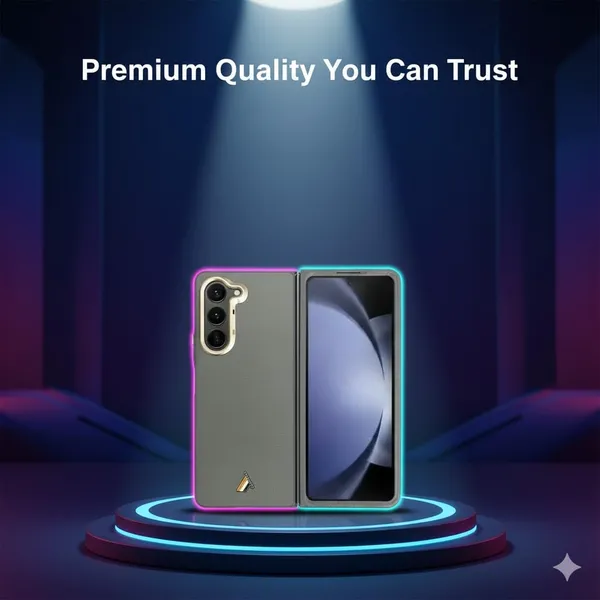 Grey_Luxury_Carbon_Fiber_Texture_Phone_Case_For_Galaxy_Zfold_5_With_Gold_Camera_Ring_And_Detachable_Bumper_Slim_Hybrid_Protective_Soft_Tpu_&_Pc_Cover