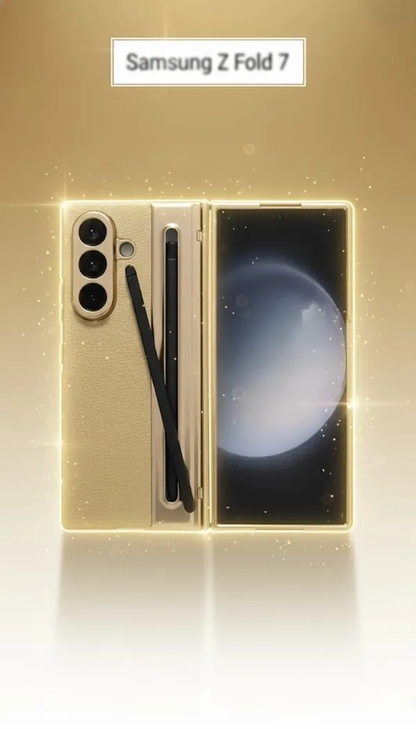 Golden_Premium_Protective_Case_For_Samsung_Galaxy_Z_Fold_7,_Gold,_Leather_Textured,_Built-In_Stylus_Holder_With_Screen_Protector