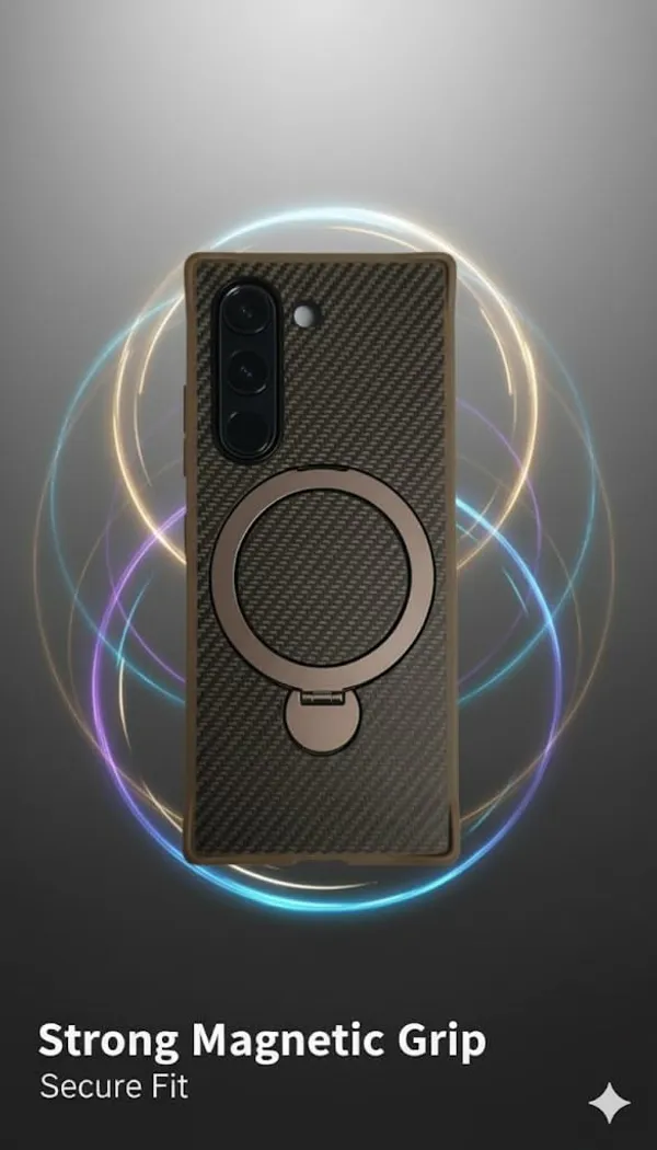 Brown_Carbon_Fiber_Ring_Holder_Wireless_Compatible_Case_For_Samsung_Z_Fold_6,_Premium_Soft_Leather,_Brown,_Scratchless,_Easy_Grip