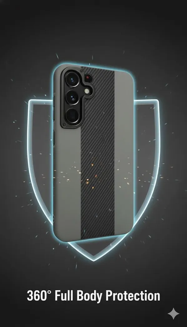 Grey_Premium_Carbon_Fiber_Wireless_Compatible_Case_For_Samsung_Galaxy_S25_Ultra,_Grey_With_Black_Stripe,_Slim_Protective_Cover,_Textured_Grip