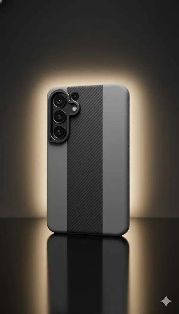 Grey_Premium_Carbon_Fiber_Wireless_Compatible_Case_For_Samsung_Galaxy_S25_Ultra,_Grey_With_Black_Stripe,_Slim_Protective_Cover,_Textured_Grip