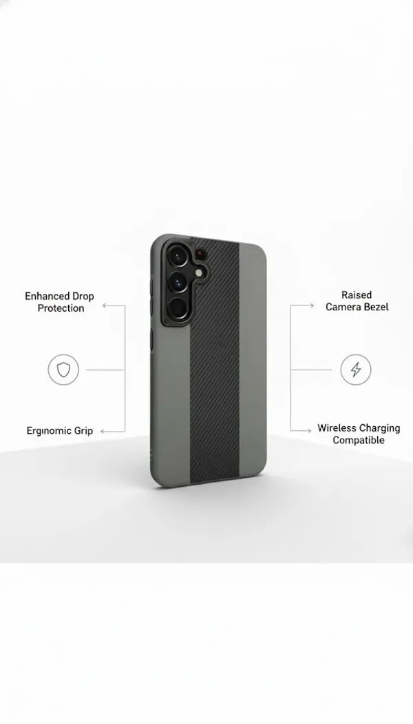 Grey_Premium_Carbon_Fiber_Wireless_Compatible_Case_For_Samsung_Galaxy_S25_Ultra,_Grey_With_Black_Stripe,_Slim_Protective_Cover,_Textured_Grip