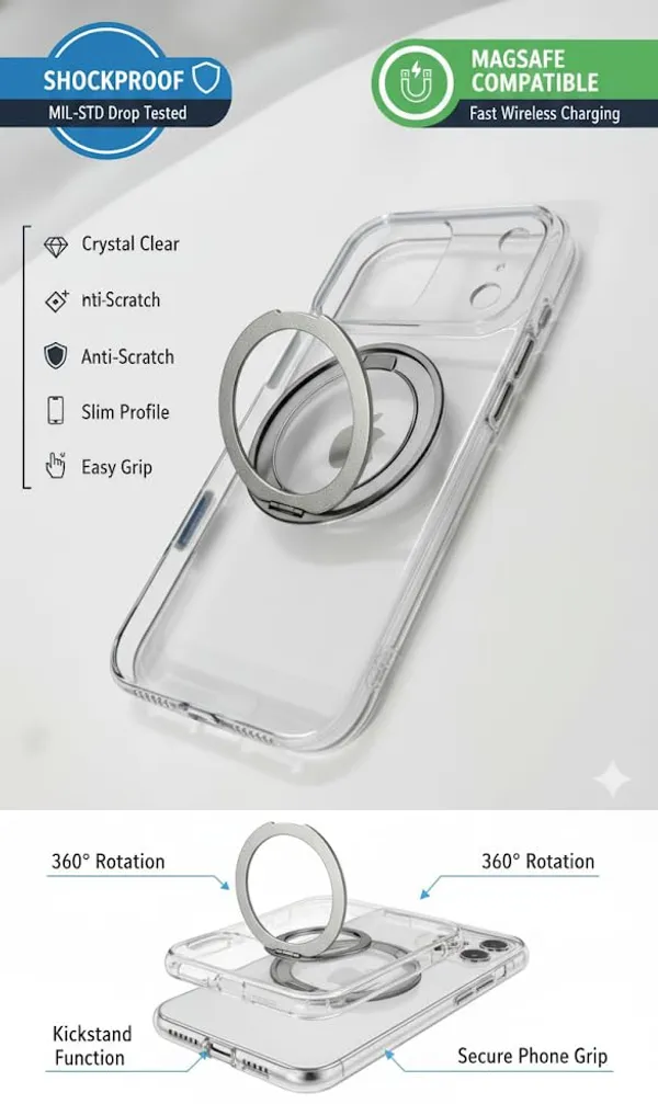 Transprent_Premium_Crystal_Clear_Case_For_Iphone_17_Pro_Max,_Magsafe_Compatible,_Shockproof,_360_Rotating_Ring_Holder,_Kickstand,_Anti-Scratch_Protection_For_Iphone_17_Pro_Max