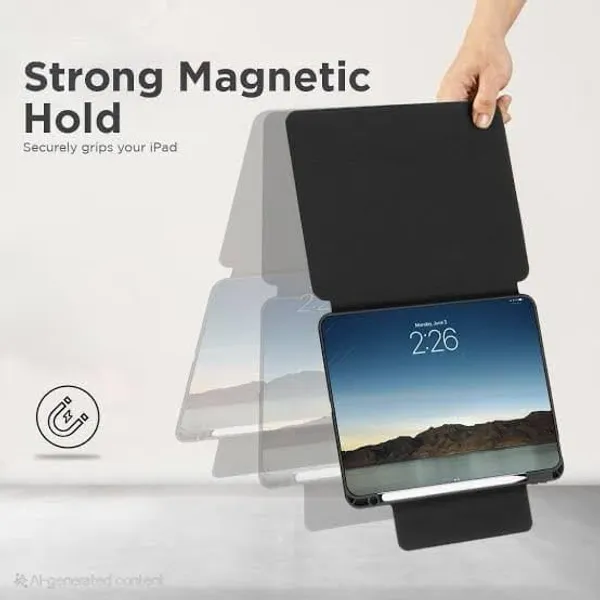Black_360_Degree_Rotary_Magnetic_Stand_Holder_For_Ipad,_Black,_Portrait_And_Landscape_Mode_Compatible,_Strong_Magnetic_Grip,_Universal_Tablet_Mount