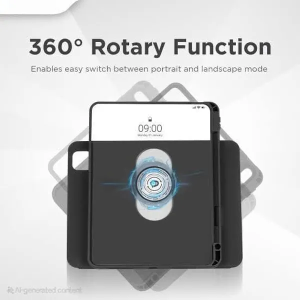 Black_360_Degree_Rotary_Magnetic_Stand_Holder_For_Ipad,_Black,_Portrait_And_Landscape_Mode_Compatible,_Strong_Magnetic_Grip,_Universal_Tablet_Mount