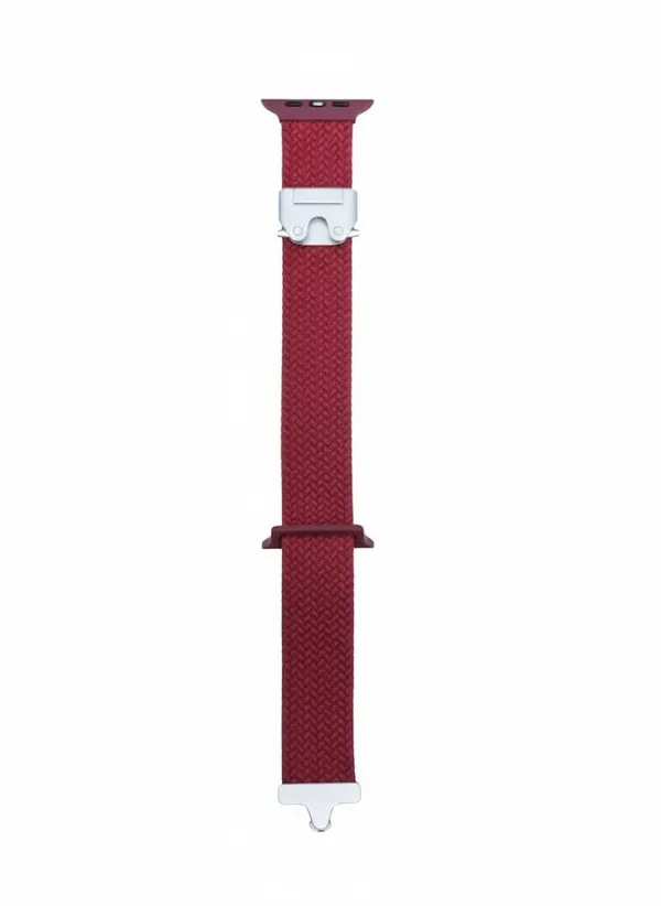 Maroon_Braided_Nylon_Watch_Band_For_Apple_Iwatch,_Red,_Stretchy_Comfortable_Design,_46Mm,_With_Easy_Hook_Clasp,_Durable_Woven_Material