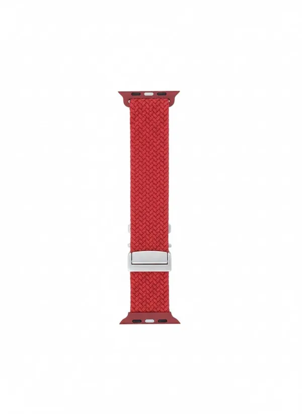 Maroon_Braided_Nylon_Watch_Band_For_Apple_Iwatch,_Red,_Stretchy_Comfortable_Design,_46Mm,_With_Easy_Hook_Clasp,_Durable_Woven_Material