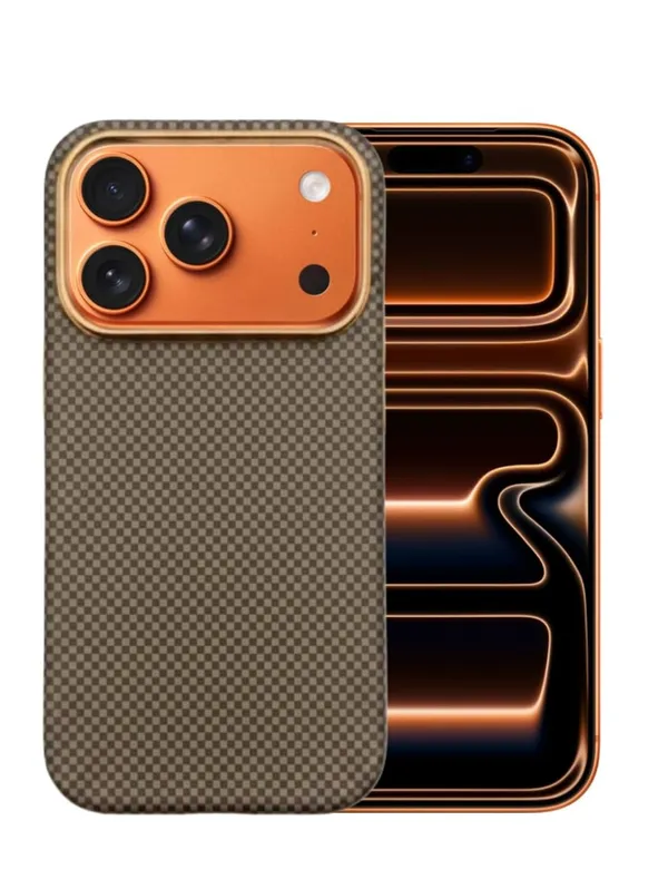 Gold_Carbon_Fiber_Case_For_Iphone_17_Pro_Series_Slim_Fit_Protective_Cover,_Wireless_Charging_Compatible,_Anti-Scratch,_Lightweight_Luxury_Design