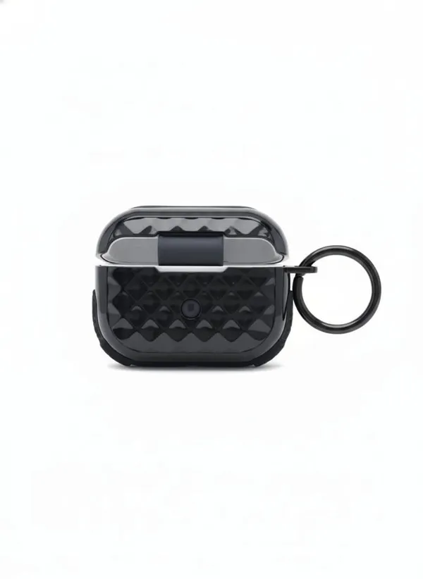 Black_Carbon_Fiber_Rugged_Case_For_Airpods_Pro_2_With_Secure_Lock,_Shockproof_Hard_Shell_Protective_Cover_With_Keychain,_Wireless_Charging_Compatible_For_Apple_Air_Pods_Pro_2