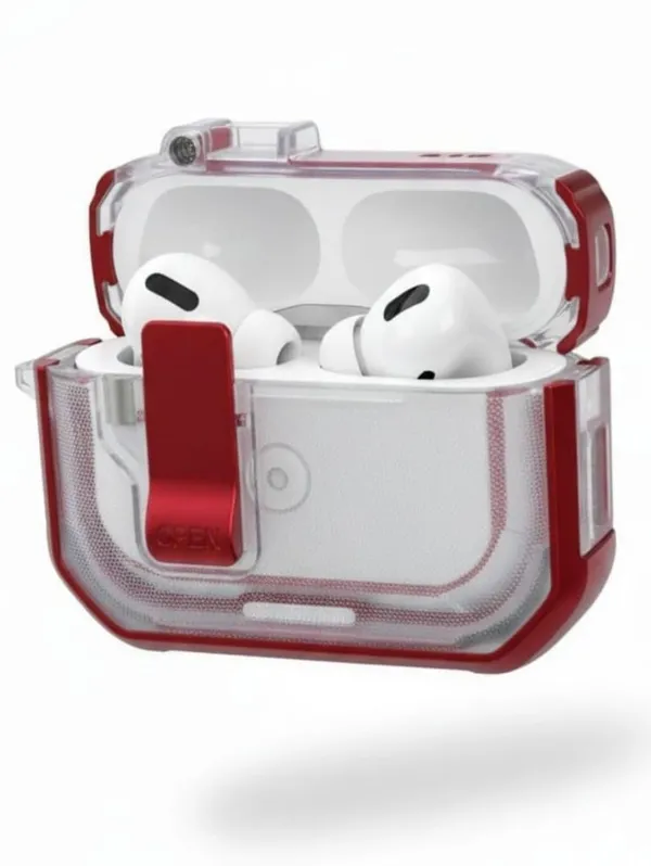 Multicolor_Premium_Waterproof_Case_For_Airpods_Pro_2,_Carabiner_Clip,_Clear_Hard_Shell_With_Red_Accents,_Shockproof_Protection,_Front_Lock_Mechanism,_Wireless_Charging_Compatible