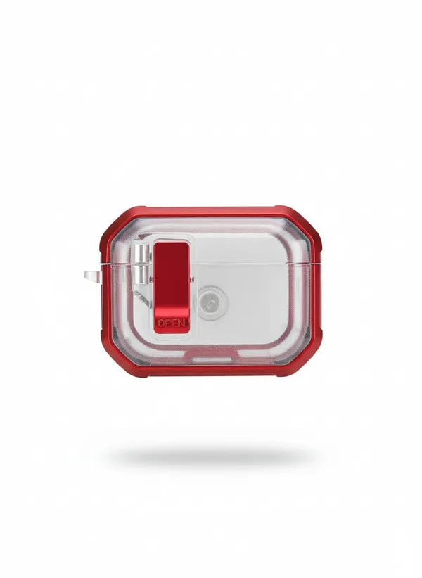Multicolor_Premium_Waterproof_Case_For_Airpods_Pro_2,_Carabiner_Clip,_Clear_Hard_Shell_With_Red_Accents,_Shockproof_Protection,_Front_Lock_Mechanism,_Wireless_Charging_Compatible