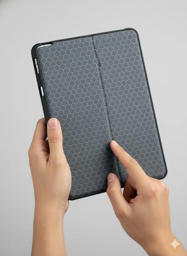 Grey_Honeycomb_Pattern_Case_For_Ipad_Pro_And_Air,_Slim_Tri-Fold_Stand_Cover,_Lightweight_Smart_Folio_With_Hard_Back_Shell,_Auto_Sleep/Wake_(Charcoal_Grey)_(Ipad_11Th_Generation)