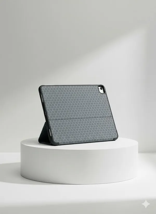 Grey_Honeycomb_Pattern_Case_For_Ipad_Pro_And_Air,_Slim_Tri-Fold_Stand_Cover,_Lightweight_Smart_Folio_With_Hard_Back_Shell,_Auto_Sleep/Wake_(Charcoal_Grey)_(Ipad_11Th_Generation)