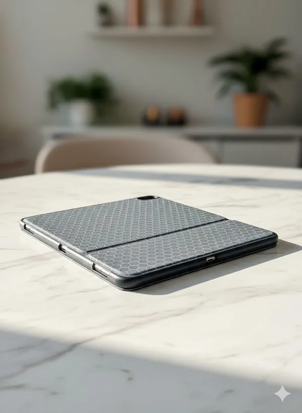 Grey_Honeycomb_Pattern_Case_For_Ipad_Pro_And_Air,_Slim_Tri-Fold_Stand_Cover,_Lightweight_Smart_Folio_With_Hard_Back_Shell,_Auto_Sleep/Wake_(Charcoal_Grey)_(Ipad_11Th_Generation)
