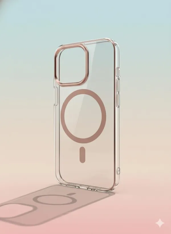 Orange_Crystal_Clear_Magnetic_Case_For_Iphone_16_Series,_[Rose_Gold]_Electroplated_Bumper,_Shockproof_Slim_Fit_Protective_Cover,_Compatible_With_Wireless_Charging_(Iphone_16_Pro_Max)