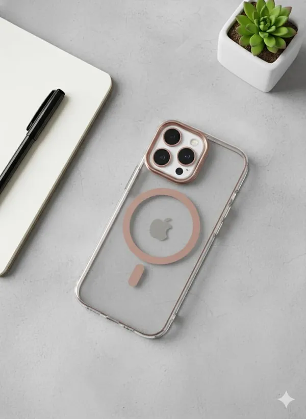 Orange_Crystal_Clear_Magnetic_Case_For_Iphone_16_Series,_[Rose_Gold]_Electroplated_Bumper,_Shockproof_Slim_Fit_Protective_Cover,_Compatible_With_Wireless_Charging_(Iphone_16_Pro_Max)