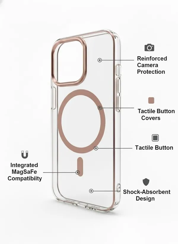 Orange_Crystal_Clear_Magnetic_Case_For_Iphone_16_Series,_[Rose_Gold]_Electroplated_Bumper,_Shockproof_Slim_Fit_Protective_Cover,_Compatible_With_Wireless_Charging_(Iphone_16_Pro_Max)
