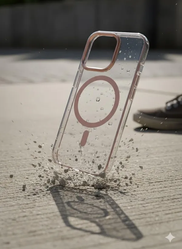 Orange_Crystal_Clear_Magnetic_Case_For_Iphone_16_Series,_[Rose_Gold]_Electroplated_Bumper,_Shockproof_Slim_Fit_Protective_Cover,_Compatible_With_Wireless_Charging_(Iphone_16_Pro_Max)