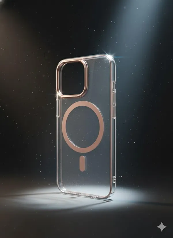 Orange_Crystal_Clear_Magnetic_Case_For_Iphone_16_Series,_[Rose_Gold]_Electroplated_Bumper,_Shockproof_Slim_Fit_Protective_Cover,_Compatible_With_Wireless_Charging_(Iphone_16_Pro_Max)