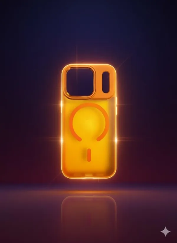 Orange_Slim_Fit_Case_For_Iphone_17_Series,_Semi-Transparent_Matte_Hard_Back,_Soft_Bumper,_Magnet-Enabled_For_Wireless_Charging_Anti-Scratch_Protective_Shell_Shockproof_Bumper_Case_(Iphone_17_Pro_Max)