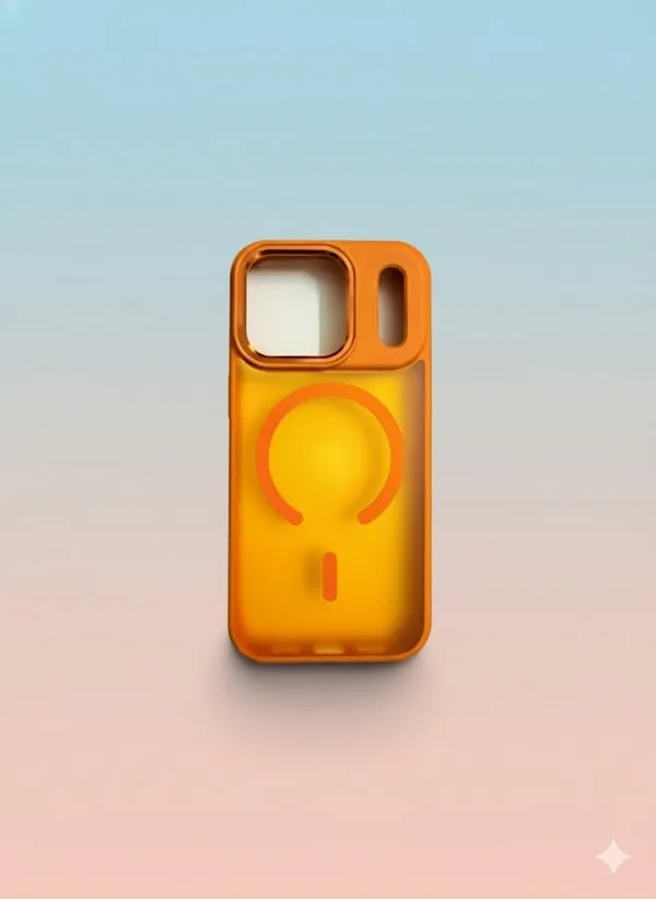 Orange_Slim_Fit_Case_For_Iphone_17_Series,_Semi-Transparent_Matte_Hard_Back,_Soft_Bumper,_Magnet-Enabled_For_Wireless_Charging_Anti-Scratch_Protective_Shell_Shockproof_Bumper_Case_(Iphone_17_Pro_Max)