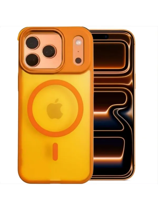 Orange_Slim_Fit_Case_For_Iphone_17_Series,_Semi-Transparent_Matte_Hard_Back,_Soft_Bumper,_Magnet-Enabled_For_Wireless_Charging_Anti-Scratch_Protective_Shell_Shockproof_Bumper_Case_(Iphone_17_Pro_Max)