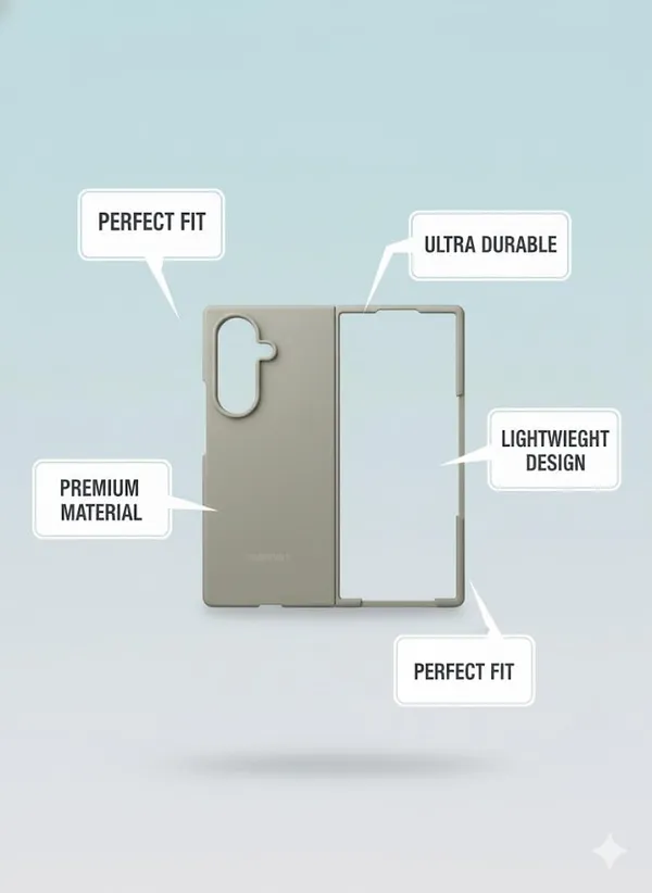 Daygray_Protective_Phone_Case_For_Samsung_Galaxy_Z_Fold_7,_Gray_Slim_Cover,_Premium_Protection,_Screen_Protector_Inbult