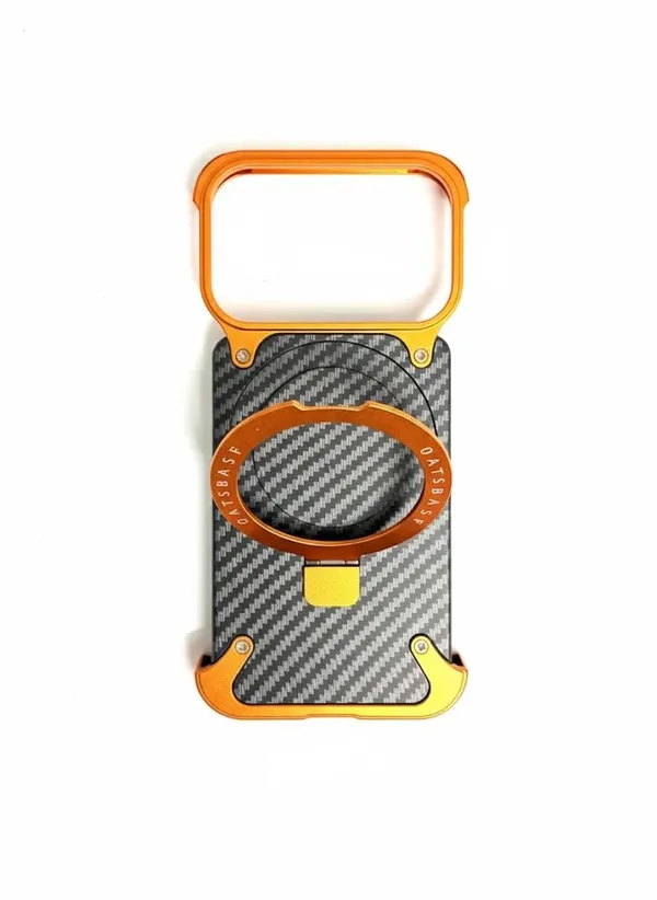 Orange_&_Black_Premium_Carbon_Fiber_Phone_Case_For_Iphone_17_Pro_Max,_Shockproof_With_Orange_Metal_Frame,_Military-Grade_Drop_Protection