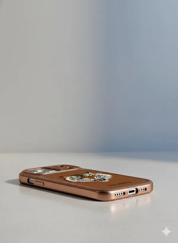 Brown_Sanata_Barbara_Polo_Racquet_Club_Premium_Tiger_Design_Case_For_Iphone_17_Pro,_Brown_Leather_With_Metal_Protective_Cover_With_Camera_Protection_(Iphone_17_Pro_Max)