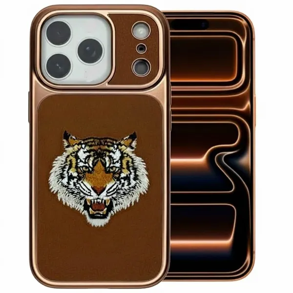 Brown_Sanata_Barbara_Polo_Racquet_Club_Premium_Tiger_Design_Case_For_Iphone_17_Pro,_Brown_Leather_With_Metal_Protective_Cover_With_Camera_Protection_(Iphone_17_Pro_Max)
