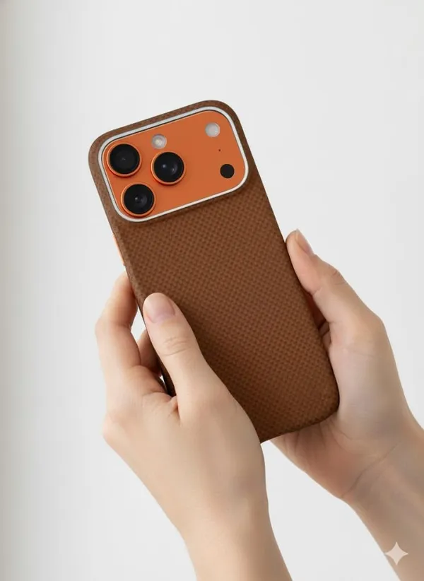 Brown_Carbon_Fiber_Case_For_I_Phone_17_Pro,_Brown_Textured_Pattern,_Shockproof_Protective_Cover,_Slim_Fit,_Wireless_Charging_Compatible_(Iphone_17_Pro)