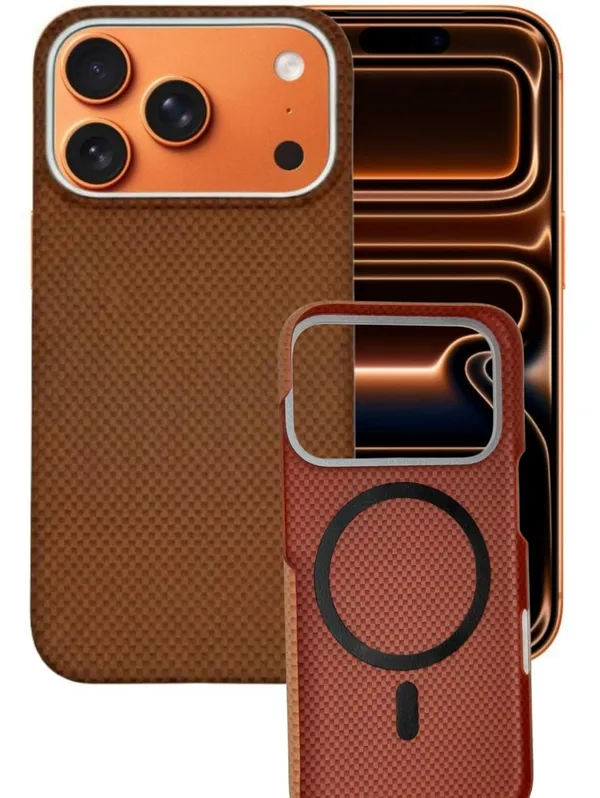 Brown_Carbon_Fiber_Case_For_I_Phone_17_Pro,_Brown_Textured_Pattern,_Shockproof_Protective_Cover,_Slim_Fit,_Wireless_Charging_Compatible_(Iphone_17_Pro)