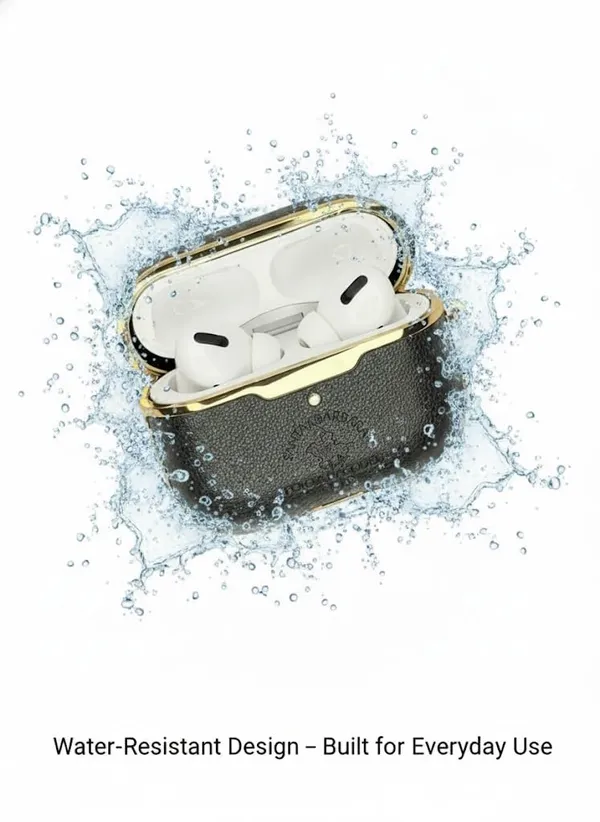 Olive_Green_Premium_Leather_Case_For_Airpods_Pro_2,_Strong_Grip,_Black_With_Gold_Trim,_Water-Resistant_Design