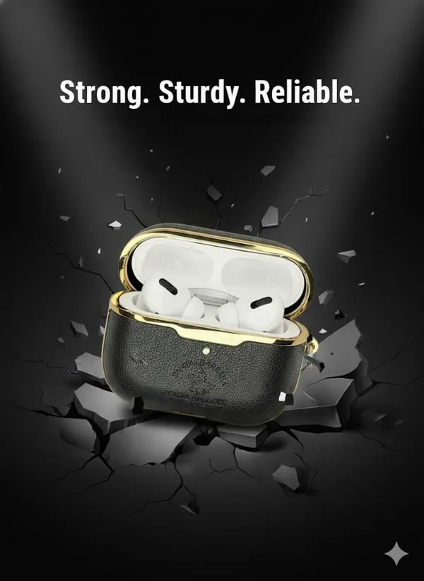 Olive_Green_Premium_Leather_Case_For_Airpods_Pro_2,_Strong_Grip,_Black_With_Gold_Trim,_Water-Resistant_Design