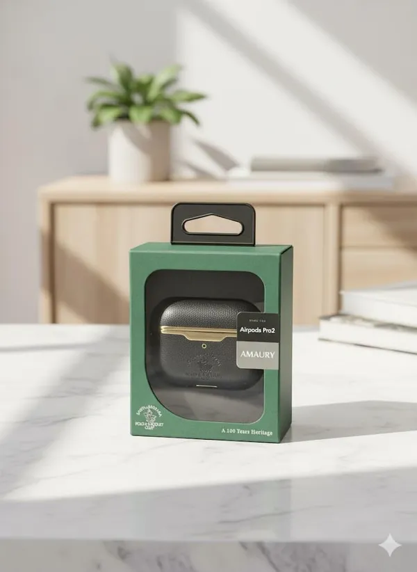 Olive_Green_Premium_Leather_Case_For_Airpods_Pro_2,_Strong_Grip,_Black_With_Gold_Trim,_Water-Resistant_Design