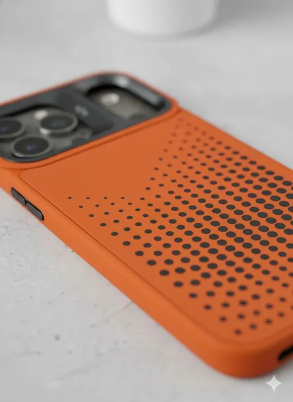 Orange_Premium_Hard_Silicon_Case_For_Iphone_17_Pro_Max,_Orange,_Protective_Dotted_Pattern_Design