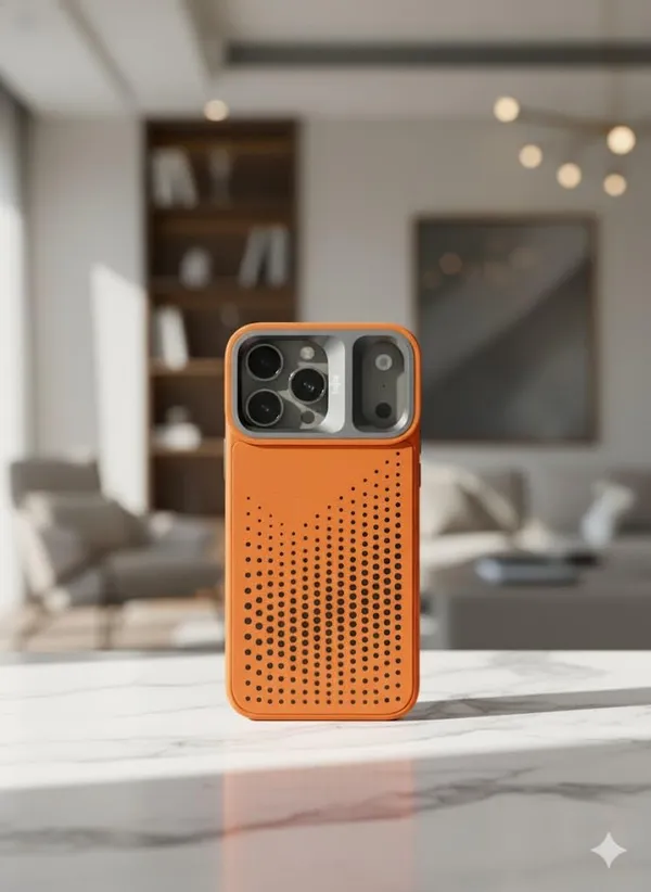 Orange_Premium_Hard_Silicon_Case_For_Iphone_17_Pro_Max,_Orange,_Protective_Dotted_Pattern_Design