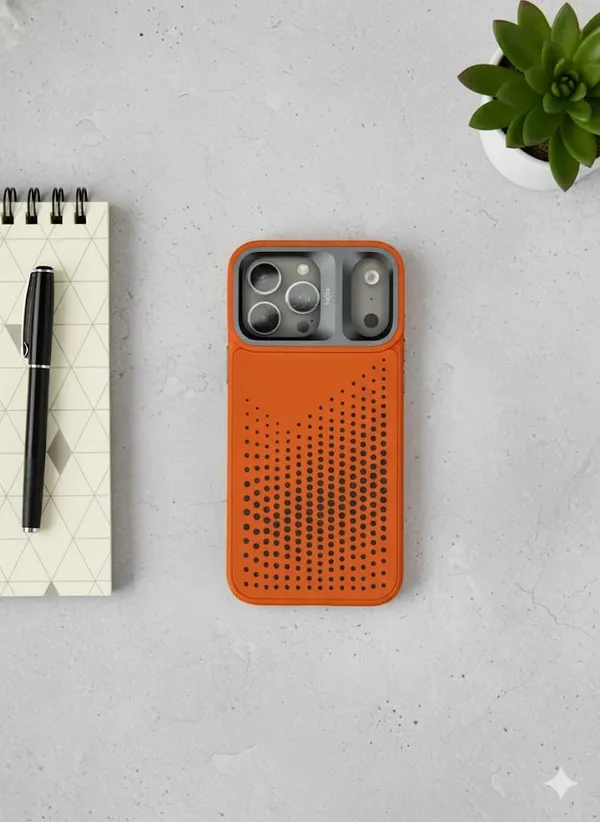 Orange_Premium_Hard_Silicon_Case_For_Iphone_17_Pro_Max,_Orange,_Protective_Dotted_Pattern_Design
