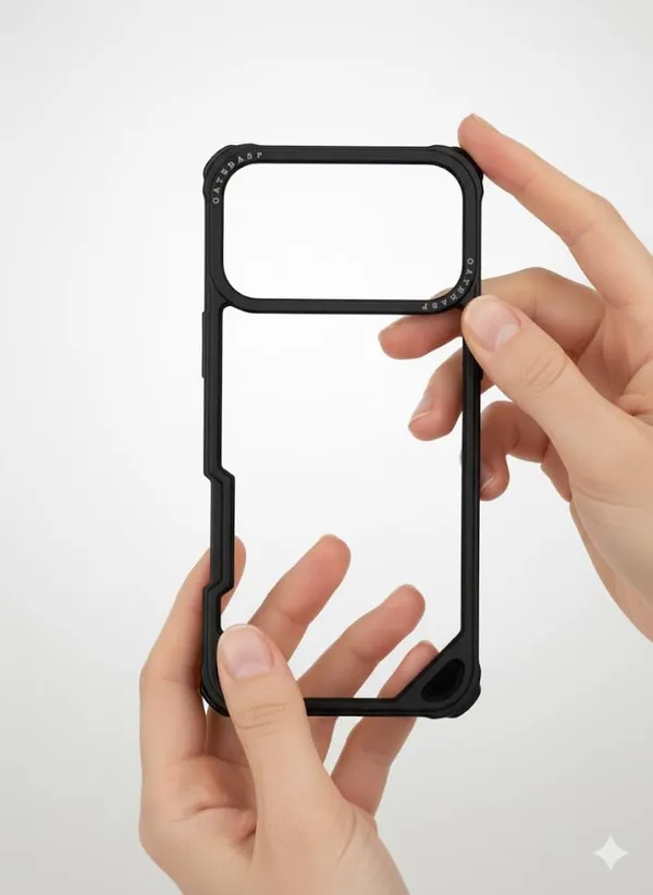 Black_Premium_Metal_Bumper_Case_For_Iphone_17_Pro_Max,_Corner_Guard,_Premium_Protective_Frame,_Black_Aluminum