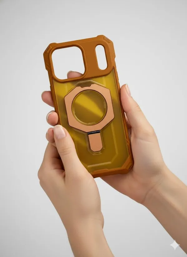 Orange_Premium_Crystal-Silicone_Military-Grade_Case_For_Iphone_17_Pro_Max,_Transparent_Silicone_Cover_With_Ring_Holder_Mount,_Wireless_Charging_Compatible