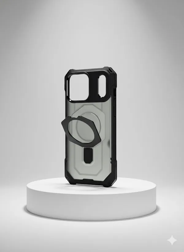White_Premium_Crystal-Silicone_Military-Grade_Case_For_Iphone_17_Pro_Max,_Transparent_Silicone_Cover_With_Ring_Holder_Mount,_Wireless_Charging_Compatible