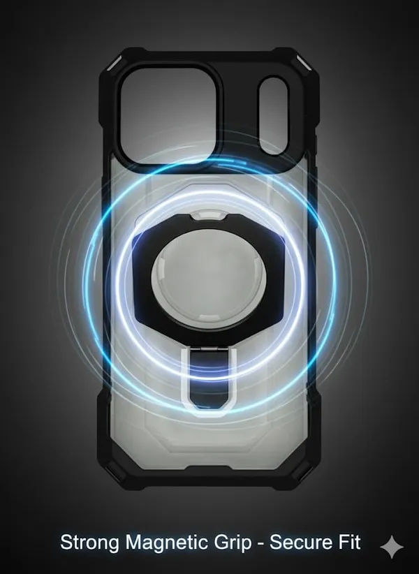 White_Premium_Crystal-Silicone_Military-Grade_Case_For_Iphone_17_Pro_Max,_Transparent_Silicone_Cover_With_Ring_Holder_Mount,_Wireless_Charging_Compatible