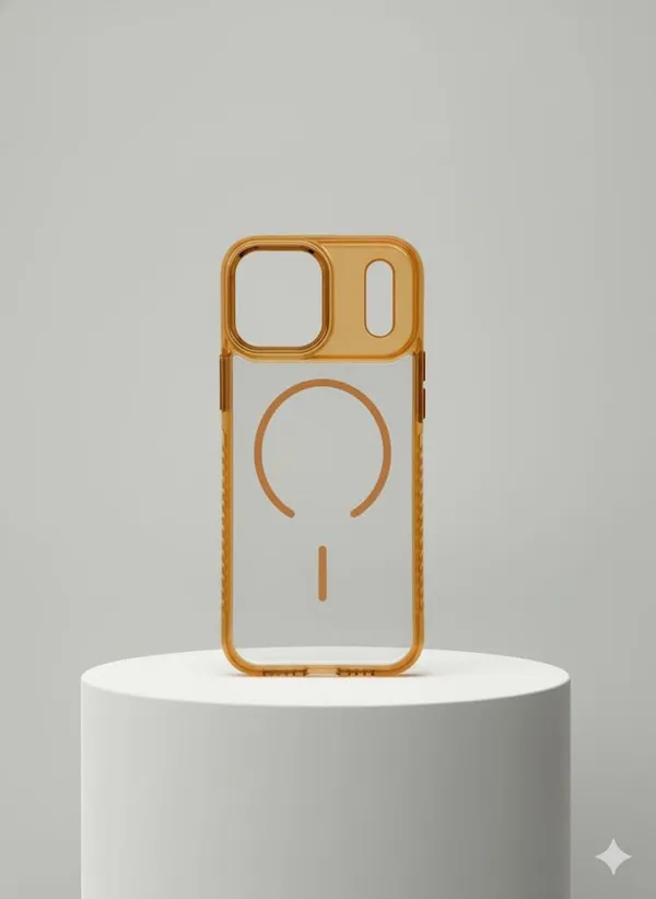 Orange_Crystal_Clear_Protective_Case_For_Iphone_17_Pro_Max,_Transparent_Orange_Frame,_Wireless_Compatible