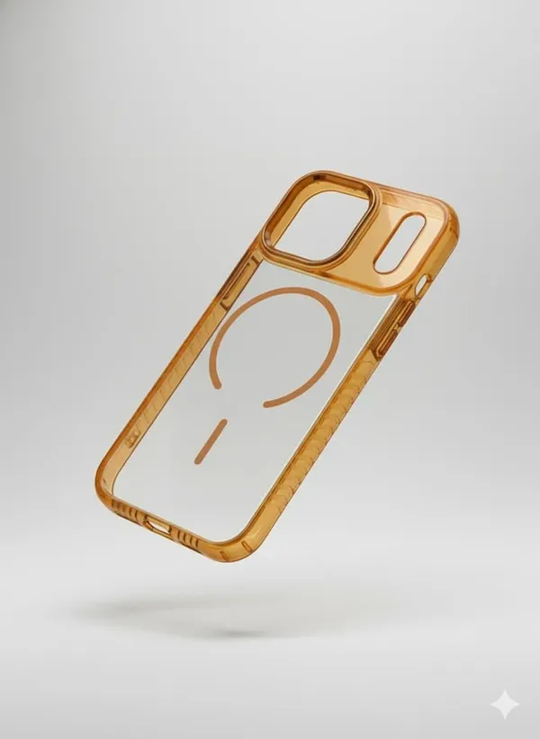 Orange_Crystal_Clear_Protective_Case_For_Iphone_17_Pro_Max,_Transparent_Orange_Frame,_Wireless_Compatible