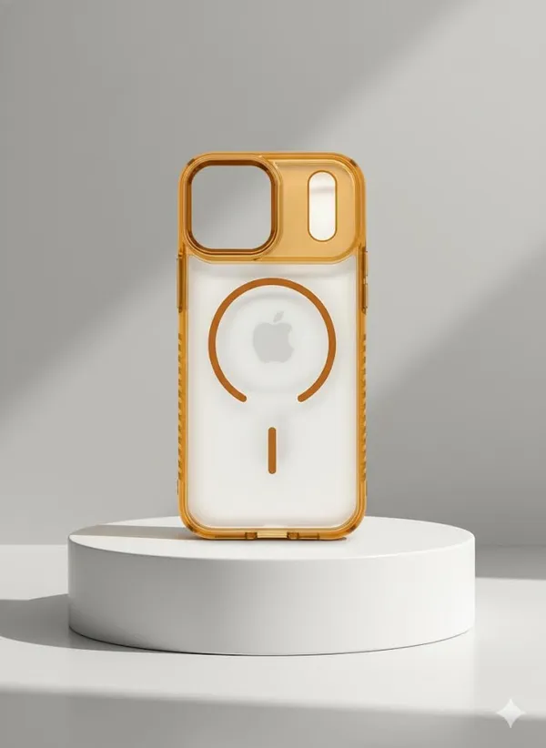 Orange_Crystal_Clear_Protective_Case_For_Iphone_17_Pro_Max,_Transparent_Orange_Frame,_Wireless_Compatible