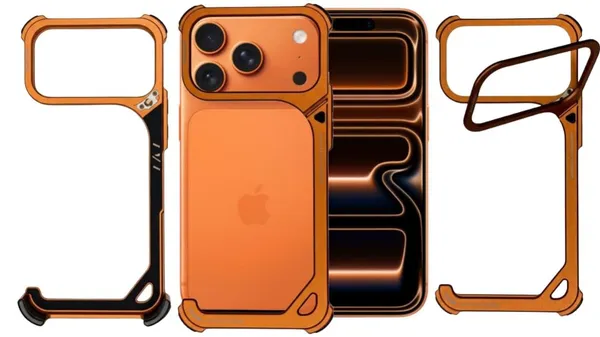 Orange_Premium_Metal_Bumper_For_Iphone_17_Pro_Max,_Orange_Protective_Frame_With_Camera_Stand,_Stylish_Design,_Reinforced_Corner_Protection